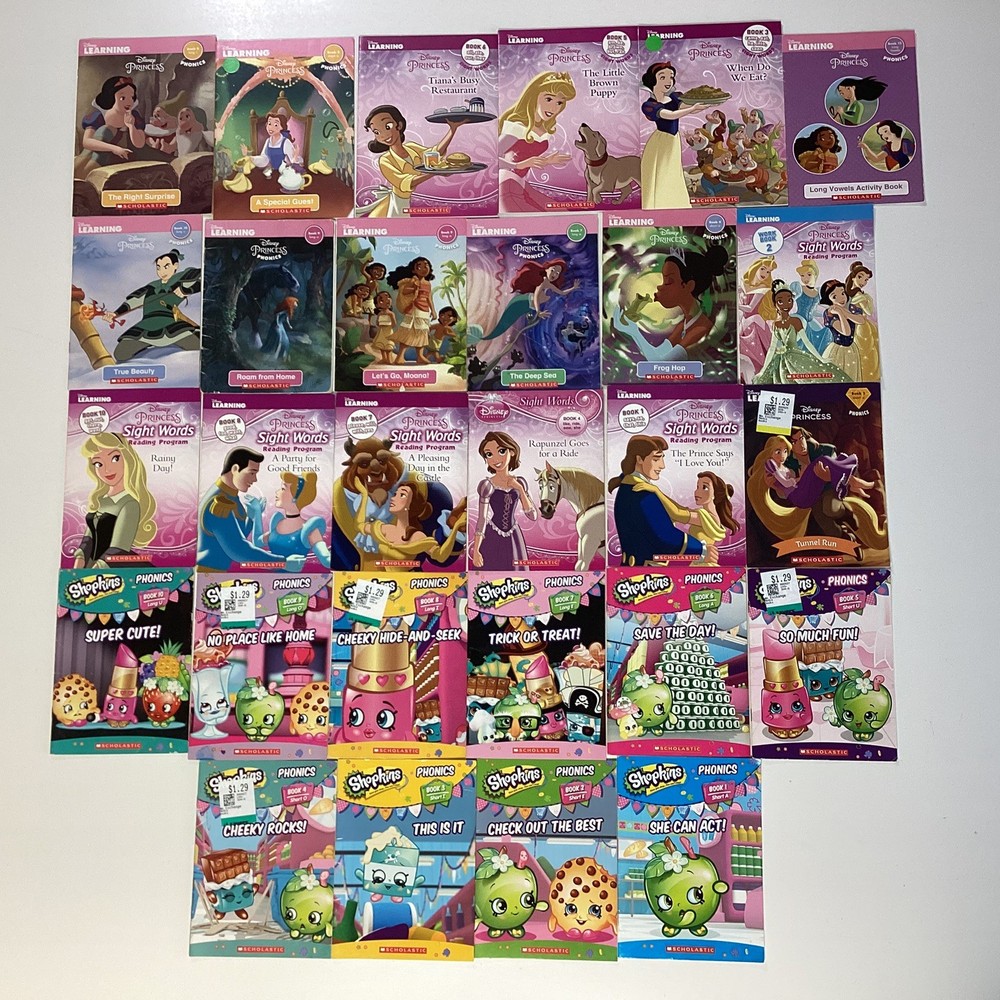 Disney Princess Shopkins Phonics Readers Preschool Kindergarten 28 Book Lot