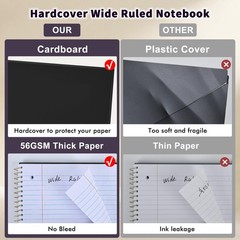 Spiral Notebook Wide Ruled 8″ x 10 1/2″, 1 Subject Spiral Notebook, 3-Hole Pu…