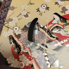 The Tale of Genji Foil Stamped 2-Folding Screen 23×26 inches