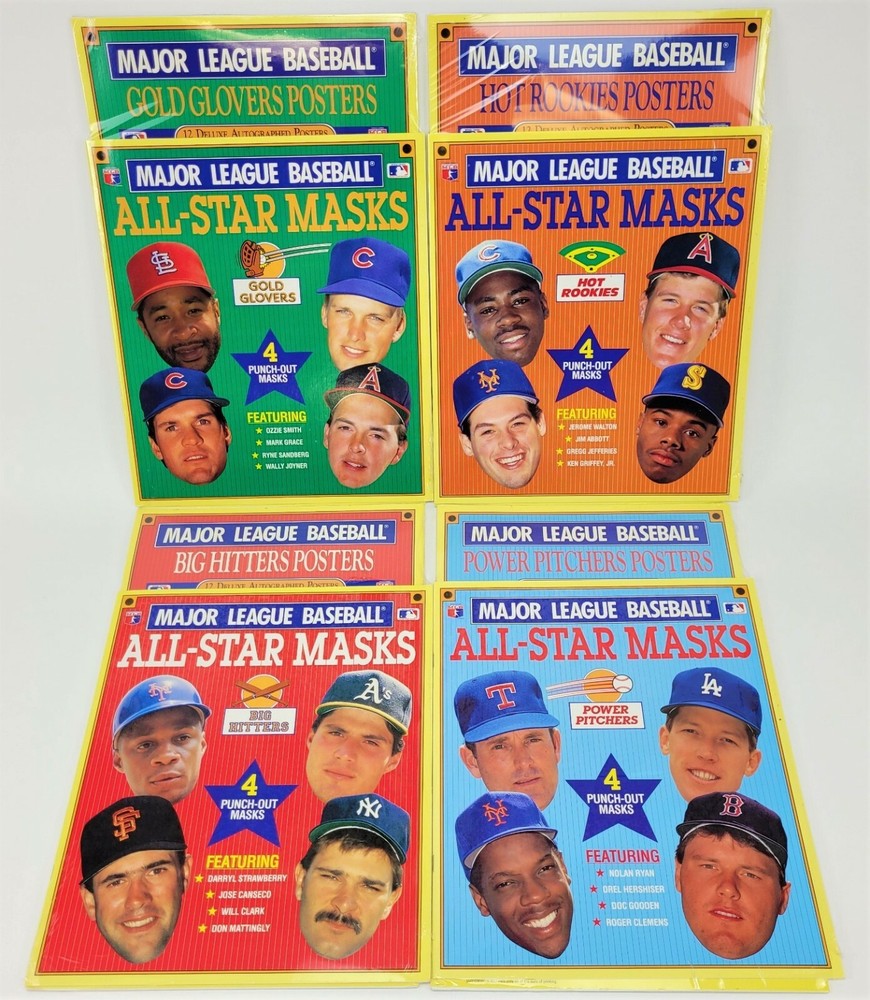 MLB ALL-STAR MASKS AND POSTER BOOKS – 8 BOOKS! – FULL SET! – NEW IN WRAP!