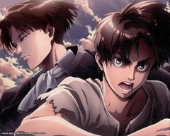 Attack on Titan Eren & Levi Canvas Art Board 8.7×6.9in Original Illustration