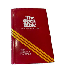 Bible NASB Open Bible 1985 Expanded Edition Red Letter Burgundy Hardcover