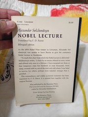 Nobel Lecture by Alexander Solzhenitsyn (1972, PB) Bilingual Edition VG Rare