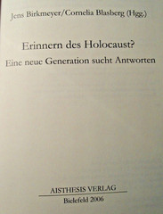 Erinnern des Holocaust? von Jens Birkmeyer, Aisthesis Verlag