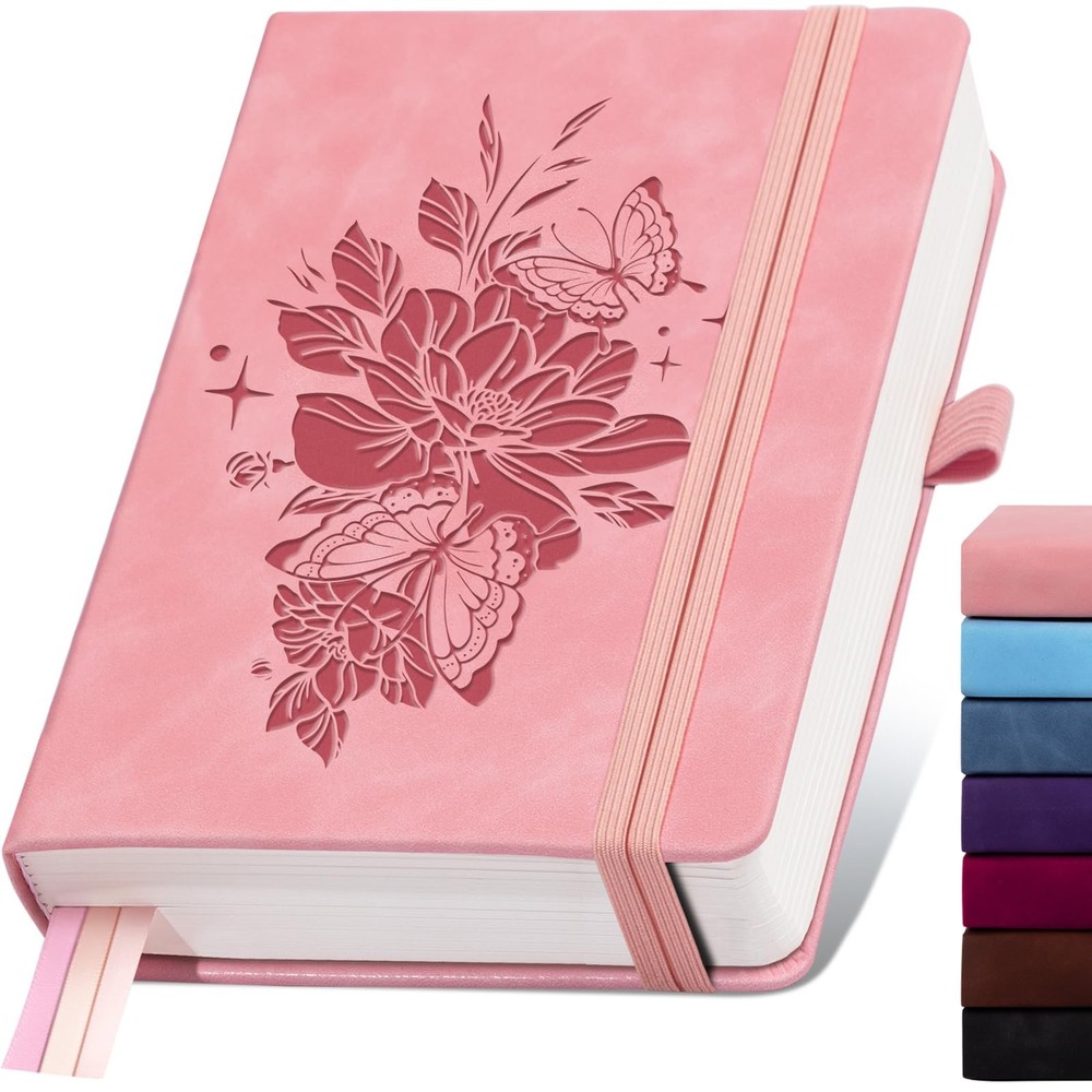 ALKALO Blank Journal Notebook 365 Pages, A5 Leather Sketch Book for Drawing W…
