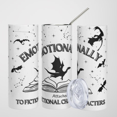 Valentines Emotionally Attached Book Lover Iron Flame Fourth Wing Tumbler 20 oz