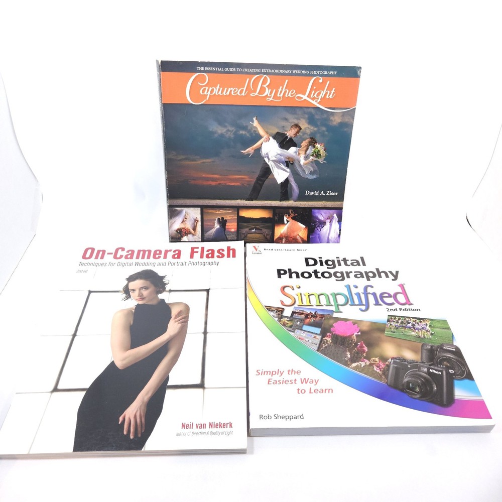 Photography Book Lot of 3: Ziser Captured by the Light, Flash, Digital Simplifie