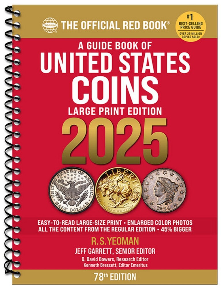 Whitman 2025 Red Book of US Coins LARGE PRINT CATALOG (Spiral) Reference Guide