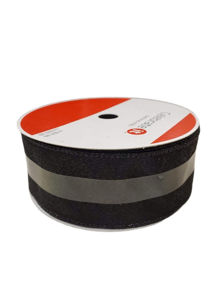 Celebrate it WIRED Christmas Ribbon BLACK GLITTER 2.5 in X 80 ft
