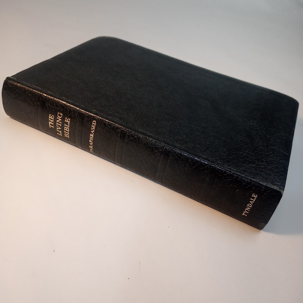 The Living Bible Paraphrased 1977 Compact Vintage Tyndale Black Bonded Leather