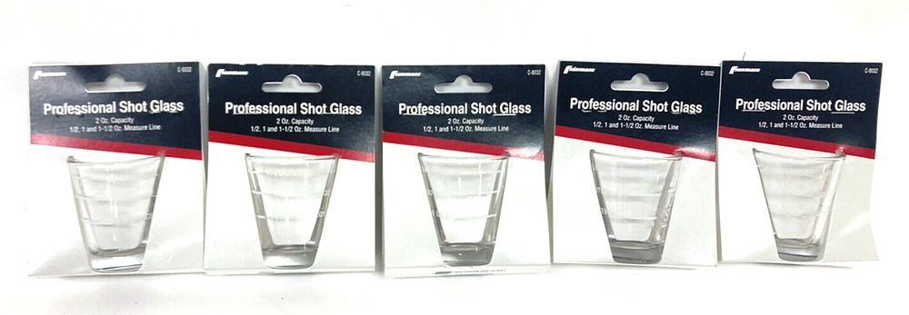 5 Pack Professional Shot Glasses 2 oz Capacity – 1/2, 1, 1-1/2 oz Measure Lines