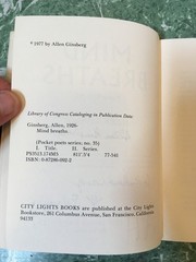ALLEN GINSBERG Mind Breaths pb City Lights 1977 SIGNED