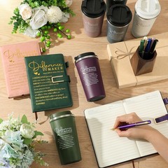 18 Pcs Difference Maker Gifts 17 oz Coffee Mug Tumbler A5 Leather Journal wit…
