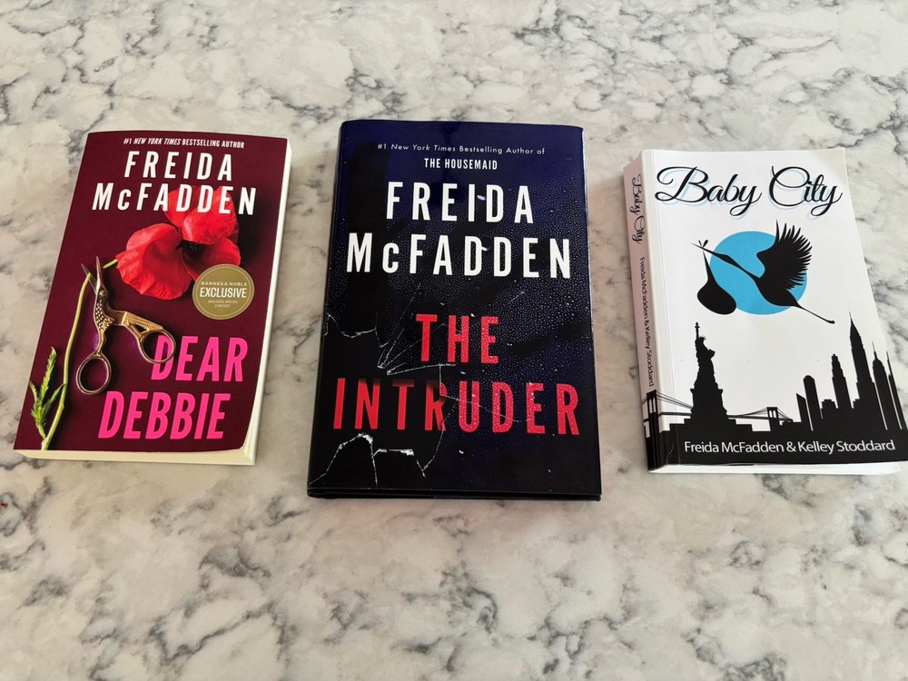Freida McFadden – Dear Debbie (pb), The Intruder (hardcover), Baby City (pb)