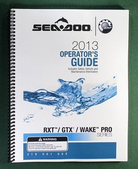 2013 SeaDoo RXT / GTX / WAKE PRO Series Operator’s Manual w/ Protective Covers
