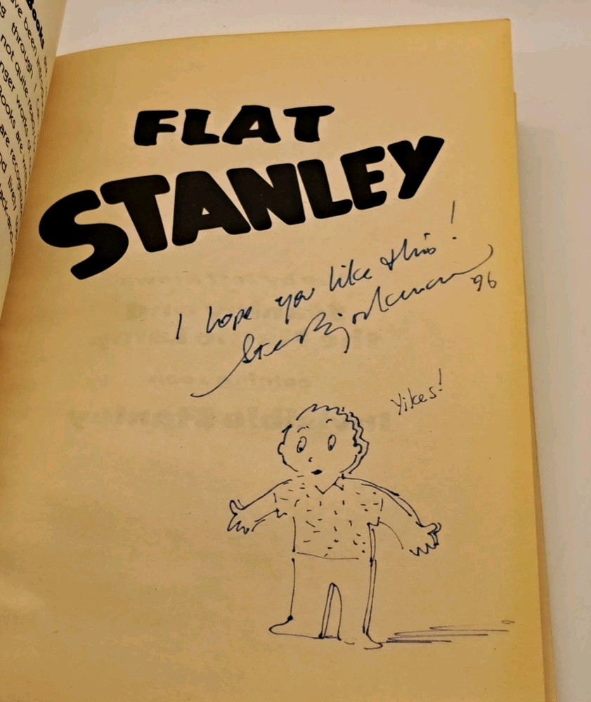Flat Stanley SIGNED ILLUSTRATION Steve Bjorkman Trophy Chapter Book Jeff Brown
