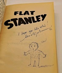 Flat Stanley SIGNED ILLUSTRATION Steve Bjorkman Trophy Chapter Book Jeff Brown