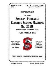 Singer Portable Sewing Machine 221K Instruction Manual „1951” (55 Page)