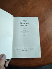 The Best Of Dryden By Louis Bredvold HC DJ 1933 Vintage #1.7
