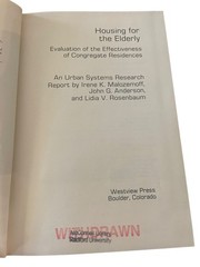 Housing for the Elderly Malozemoff Anderson Rosenbaum 1978 Westview Press